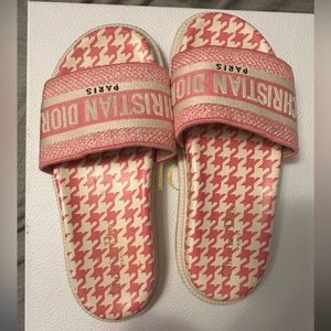 Dior Slides in Pink Herringbone 38.5